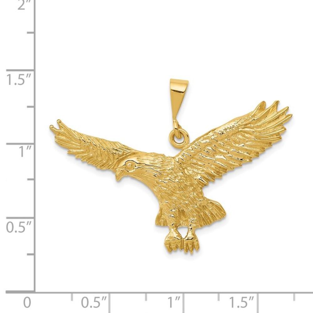 14k Yellow Gold Solid Polished Eagle Pendant - image 3